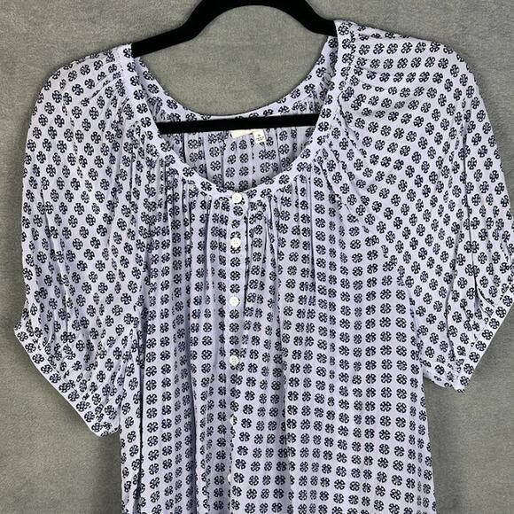 Madewell Top Womens Medium Purple Puff Sleeve Loose Button Front Preppy Whimsy - Picture 3 of 12